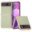 For Motorola Razr 40 5G Anti-drop Carbon Fiber Texture Phone Case PU Leather + PC Electroplating Cover Online now